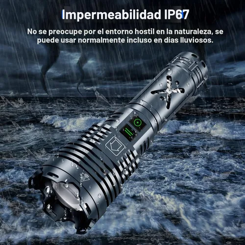 Vista 8 de Linternas LED recargables de 1520,000 lúmenes altos, linterna de alta potencia súper brillante, linterna táctica de mano con impermeable, 6 modos