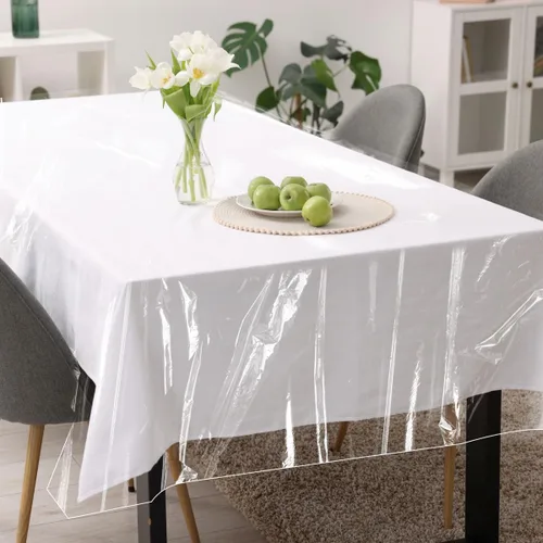Vista 8 de LAMINET Protector de Mantel de Plástico Transparente – Cubierta de Mesa de Vinilo Resistente de Lujo – 54" Cuadrado – Cristalino, Fácil de Limpiar.