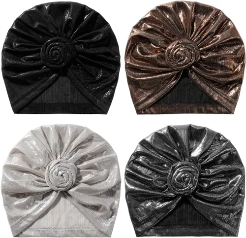 Vista 6 de Artilady - Gorras turbante elásticas para mujeres - Pañuelos africanos de nudo suaves, gorro preatado, envoltura de cabello preatada para mujeres