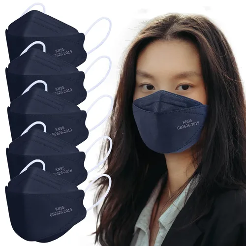Vista 17 de Mascarillas KN95 para adultos, paquete de 50 unidades, mascarillas desechables negras de 5 capas contra humo y polvo PM 2.5, eficiencia