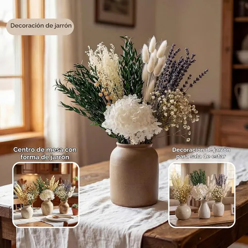 Vista 5 de LUXEEASE 11 tipos de mini ramo de flores secas mixtas con tallos, 176 Neutrales Naturales