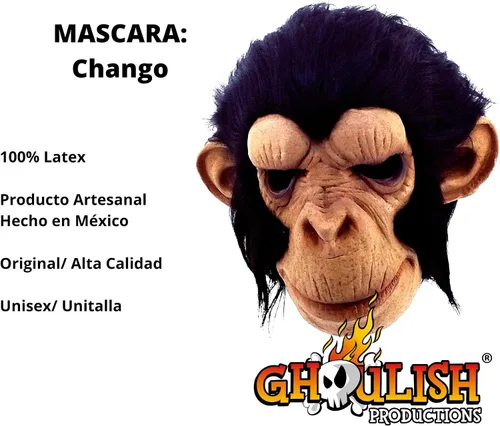 Vista 11 de Ghoulish Productions Chimpancé Geoge Máscara de látex Animales Divertidos Fiesta de Halloween Adulto, NegroNudeMulticolor