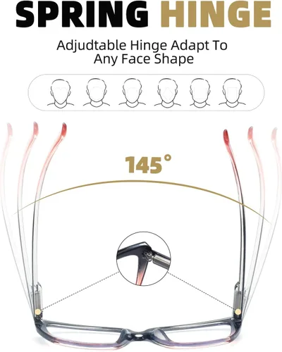 Vista 6 de HIGHLIKE 3-Pack Reading Glasses for Women Stylish Cat-Eye Spring Hinge Clear Lenses Readers Anti Eyestrain