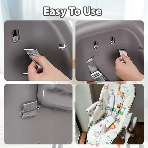 Vista 3 de Correas universales para silla alta, correa de seguridad para bebés de 5 puntos, arnés ajustable, correa de seguridad para bebé, para cochecito