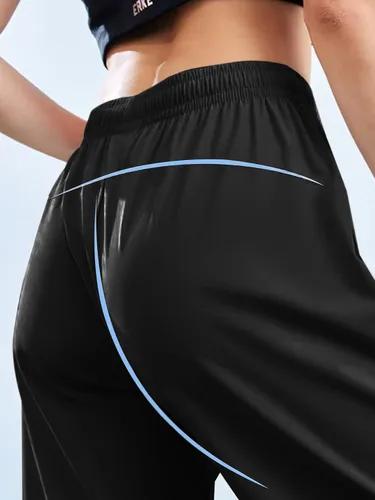 Vista 2 de Pantalones de senderismo para mujer, ligeros, cómodos, transpirables, de secado rápido, elásticos, con bolsillo con cremallera