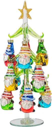Vista 10 de Red Carpet Studios Árbol de cactus de cristal en miniatura con 9 adornos multicolores, 7 pulgadas de alto