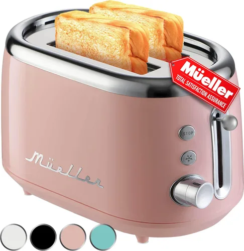 Vista 9 de MUELLER HOME Tostadora retro de 2 rebanadas, 7 niveles de tostado 3 Functions (Reheat, Defrost, Cancel), Stainless Steel Features, Removable Crumb