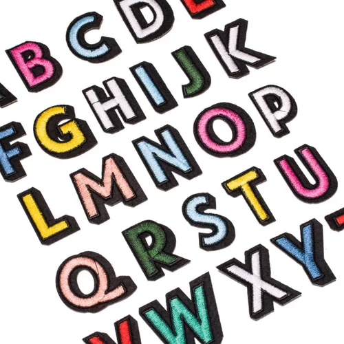 Vista 5 de U-Sky Parches bordados para coser o planchar Letras coloridas completas del alfabeto A-Z Personalización para bricolaje Ropa para niños