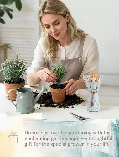 Vista 6 de Regalos de jardinería para mujeres: regalos para mujer jardinera - Figura de ángel de jardín regalos para amantes de las plantas - Regalos