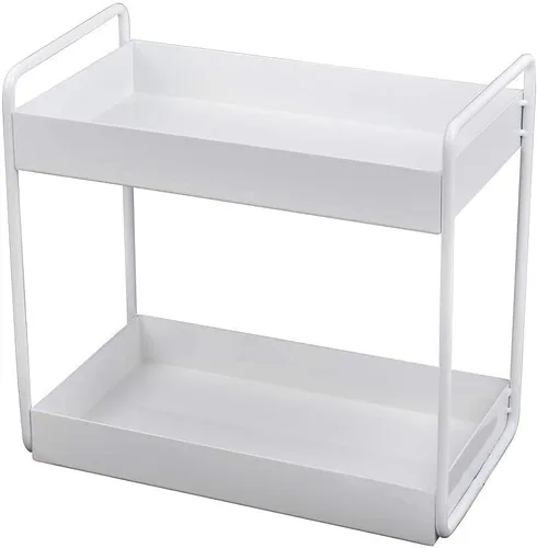 Vista 4 de Organizador de encimera de baño de 2 niveles, soporte para cosméticos, organizador de cosméticos, estante de almacenamiento de gabinete de cocina