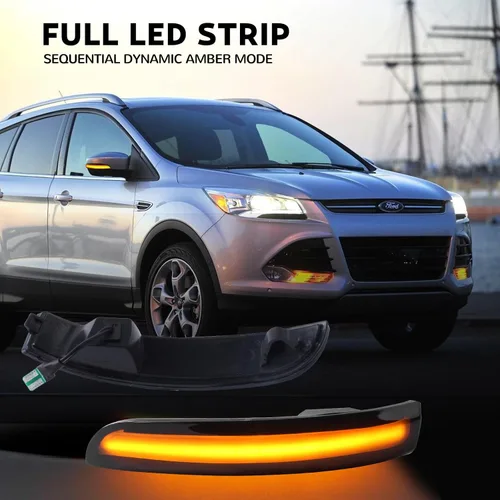 Vista 3 de Luces LED de señal de giro para espejo lateral para Ford Focus ST RS 2012-2018, para Ford Kuga Escape Ecosports 2013-2018, C-Max 2013-2017, Lentes