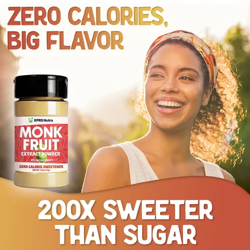 Vista 3 de XPRS Nutra Polvo de extracto de fruta de monje – 1.3 onzas de sustituto de azúcar edulcorante de fruta de monje Mogroside 25% premium