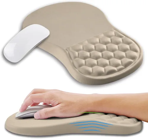 Vista 10 de Alfombrilla ergonómica para ratón con soporte de muñeca con espuma viscoelástica con protuberancia de masaje, alfombrilla para ratón de alivio