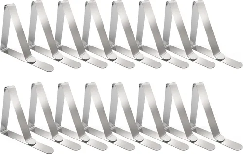 Vista 8 de TriPole Paquete de 32 clips para mantel de picnic, clips de acero inoxidable para mesas al aire libre, cubiertas de mesas de metal, abrazaderas