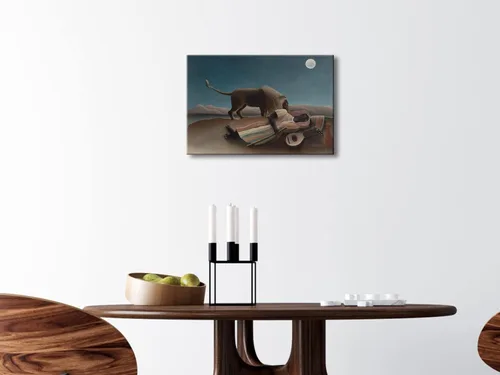 Vista 4 de Wieco Art Lienzo decorativo para pared, pinturas de Henri Rousseau, el gitano durmiente, impresiones en lienzo, imágenes de paisajes, pinturas sobre