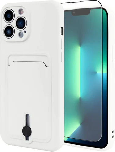Vista 56 de MZELQ Cartera de TPU Compatible con Funda iPhone 12, Portarjetas Protección de Cámara Cubierta + Protector de Pantalla, Ranura Empujable para Niñas