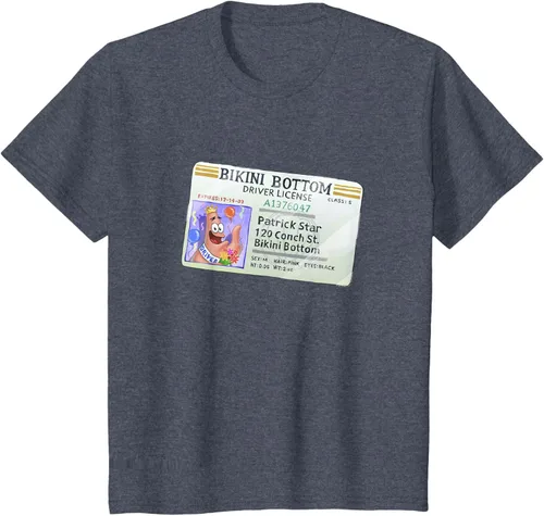 Vista 59 de SpongeBob SquarePants Camiseta con logotipo de Patrick Star Driver License King, Negro