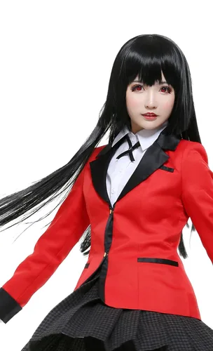 Vista 7 de Cosplayfm Jabami Yumeko negro largo recto Cosplay peluca negro