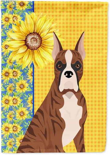 Vista 349 de Caroline's Treasures WDK5313GF Bandera de jardín con diseño de girasoles de verano, color negro y tostado, Airedale Terrier para buzón, bandera