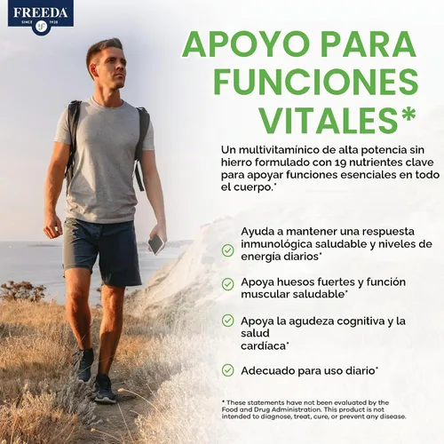 Vista 5 de FREEDA One Daily Multivitamínico sin hierro para hombres y mujeres, alta