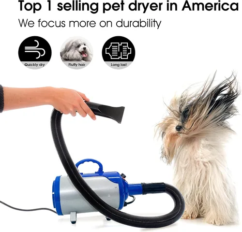 Vista 2 de SHELANDY Groomer Partner Secador de pelo de mascotas con fuerza para perros, soplador para el aseo de perros con calentador (Azul)