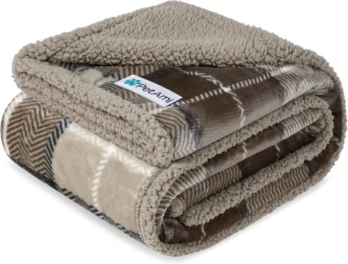 Vista 13 de PetAmi - Manta impermeable para perros medianos, cachorros, gatos pequeños Manta de forro polar suave para mascotas para sofá Cubierta gruesa