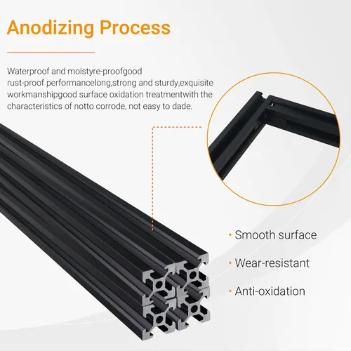 Vista 4 de 4 piezas de perfil de extrusión de aluminio de 11.811 in 2020 tipo V extrusión de aluminio estándar europeo anodizado riel lineal con accesorios