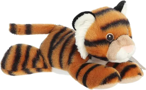 Vista 3 de Aurora® Animal de peluche Eco Nation™ Eco Softies™ de tigre hecho responsablemente, ideal para aventuras de juego, perfecto para cumpleaños
