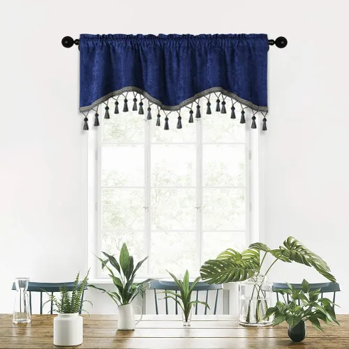Vista 17 de Cortinas de doble cara de felpilla para cortina de cocina, cenefa para sala de estar