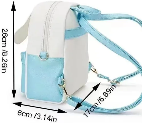 Vista 3 de Mochila Kawaii Anime Cute Mini Cartoon Bag My Melody Mochila Bolso PU Kuromi Schoolbags (azul), Blanco, Classic