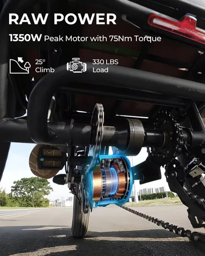 Vista 7 de Skeri Triciclo eléctrico para adultos, motor Etrike de 750 W (pico 1350 W), triciclo eléctrico plegable de 20 x 4 pulgadas, batería de 48 V13Ah