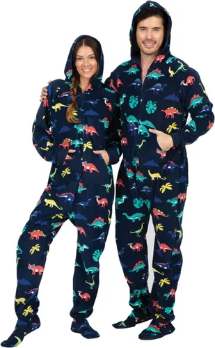 Vista 3 de Footed Pajamas - Mameluco familiar con capucha a juego Suéteres de una pieza para niños, niñas, hombres, mujeres y mascotas Unisex