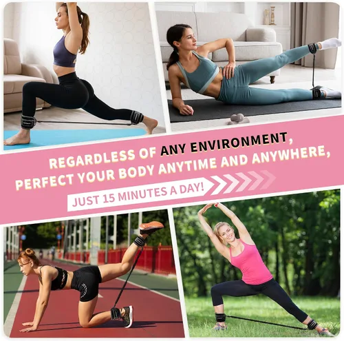Vista 14 de Ankle Resistance Bands with Cuffs, Natural Latex Tubes, 3 Levels for Leg and Glute Workouts, Padded Ankle Straps for Kickbacks, Hip Training and