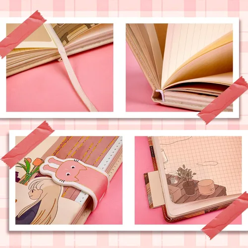 Vista 4 de KetA Diario kawaii, diario Kawaii para niñas, lindo cuaderno diario, cuaderno kawaii, 5 x 7 pulgadas, 5.1 x 7.1 in, 256 páginas, cubierta de piel