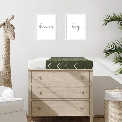 Vista 2 de Sweet Jojo Designs Cambiador de cambiador de bebé verde oscuro con flechas boho para niño y niña, tapete para cambiador de pañales para recién