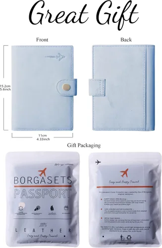 Vista 5 de Portapasaportes de cuero auténtico para pasaporte, con bloqueo Rfid - con compartimento para documentos de identificación