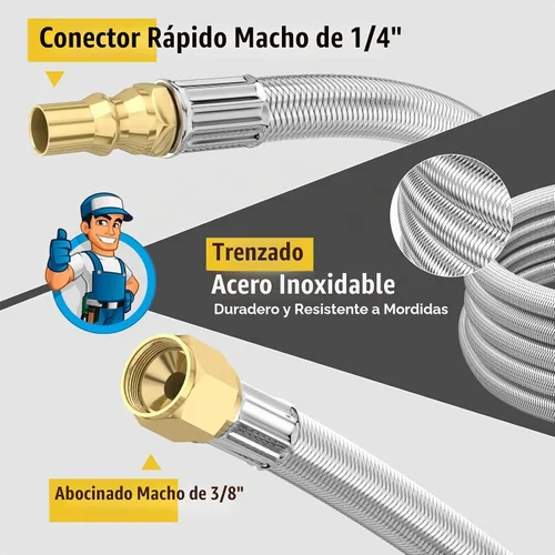 Vista 2 de Manguera de propano de conexión rápida de 6 pies para RV a parrilla a gas, manguera de propano de conexión rápida para RV de 1/4" hembra