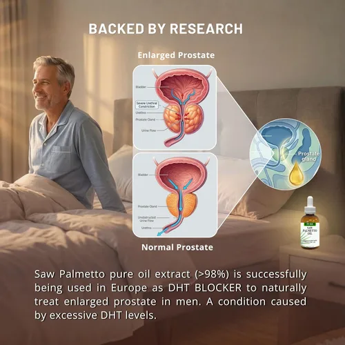 Vista 4 de Pure Saw Palmetto Aceite orgánico natural suministro de 60 a 90 días a diferencia de los polvos ineficientes, apoya la salud de la próstata