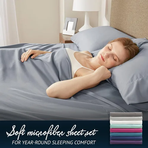 Vista 6 de Comfort Spaces CS20-0116 - Juego de sábanas de microfibra de 14 pulgadas de profundidad, resistente a las arrugas, con elástico de todo alrededor