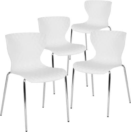 Vista 9 de Flash Furniture Lowell Silla apilable de plástico negro con asiento en cascada