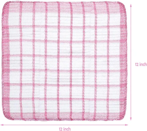 Vista 2 de Boao 12 paños de cocina de algodón, 4 colores, cuadrados, 12 x 12 pulgadas, absorbentes, reutilizables, lavables a máquina, suministros de cocina