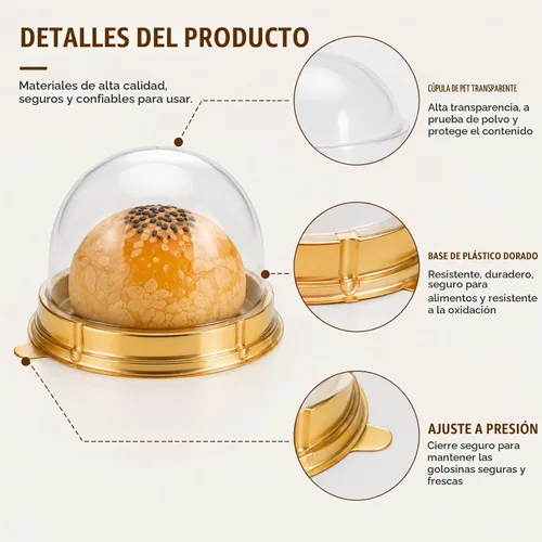 Vista 7 de RHBLME Paquete de 200 mini recipientes para pasteles, cajas pequeñas de plástico transparente para tartas con tapas de cúpula, cajas