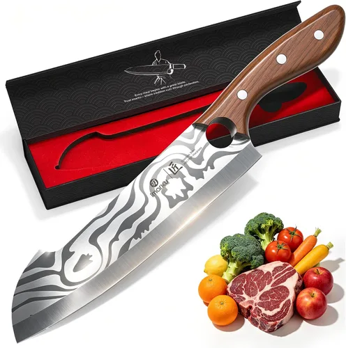 Vista 11 de imarku Cuchillo japonés Santoku de 7 pulgadas, 10Cr15CoMoV de 3 capas de Cuchillo de chef de cocina ultra afilado de alto carbono 59±2 HRC, afilado