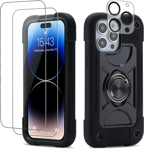 Vista 92 de Funda para iPhone Se3/iPhone Se2, iPhone 6/6S, iPhone 7/iPhone 8 de 4.7 pulgadas con soporte de anillo, con 2 protectores de pantalla resistentes