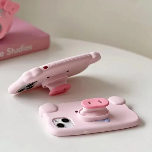 Vista 7 de Funda de teléfono para niñas y mujeres, creativa, súper divertida, multifunción, elástica, con soporte de nariz de cerdo rosa, funda de teléfono