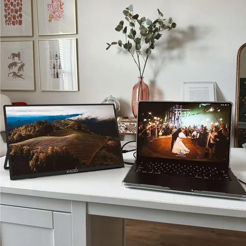 Vista 8 de Kado Monitor portátil de 15.6 pulgadas FHD 1080p, carga inversa de 45 W, USB-C mini-HDMI, monitor para juegos, pantalla IPS altavoces integrados