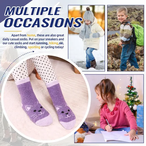 Vista 24 de Eocom 6 pares de calcetines de invierno cálidos de lana para niños y niñas