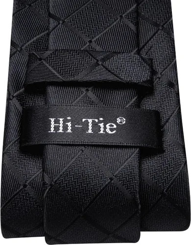 Vista 215 de Hi-Tie Corbata clásica de cachemira para hombre con pañuelo y gemelos a cuadros