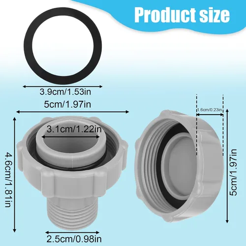 Vista 2 de BOXOB Tapa de válvula de drenaje de piscina, repuesto de plástico a prueba de fugas con conector sobre el suelo, accesorio para piscinas compatible