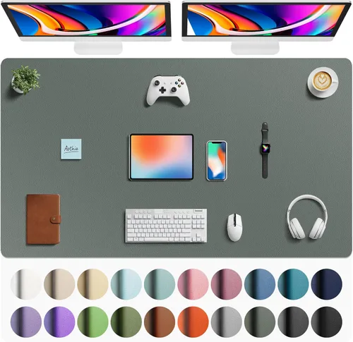 Vista 82 de Aothia - Protector de escritorio de cuero sintético grande, base antideslizante para mouse y superficie para escribir, impermeable, fácil de Agua